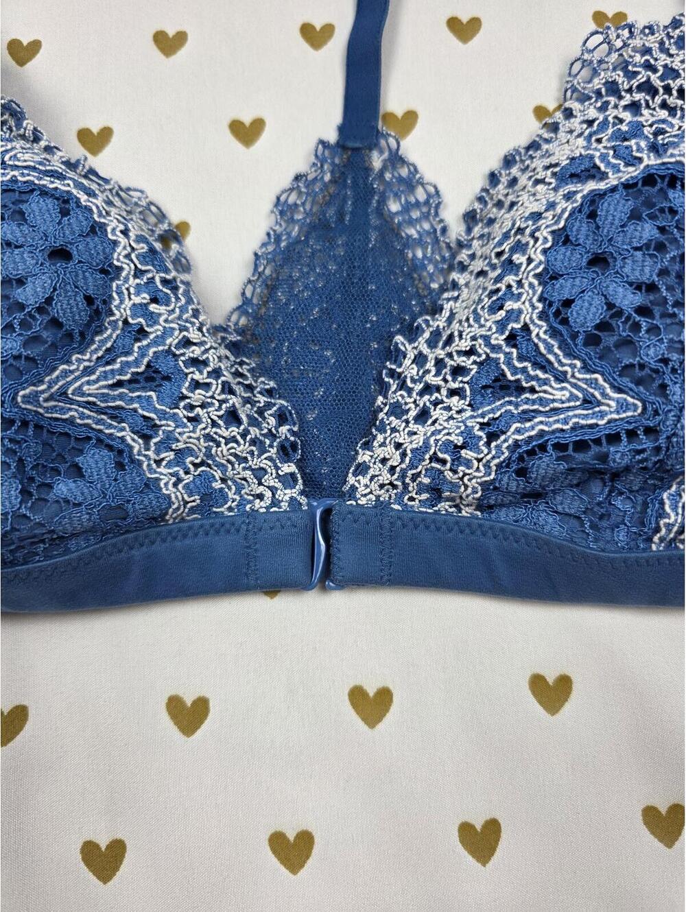 Victorias Secret Blue Lacey Triangle LARGE Bralette Bra Top Tank - Picture 2 of 4
